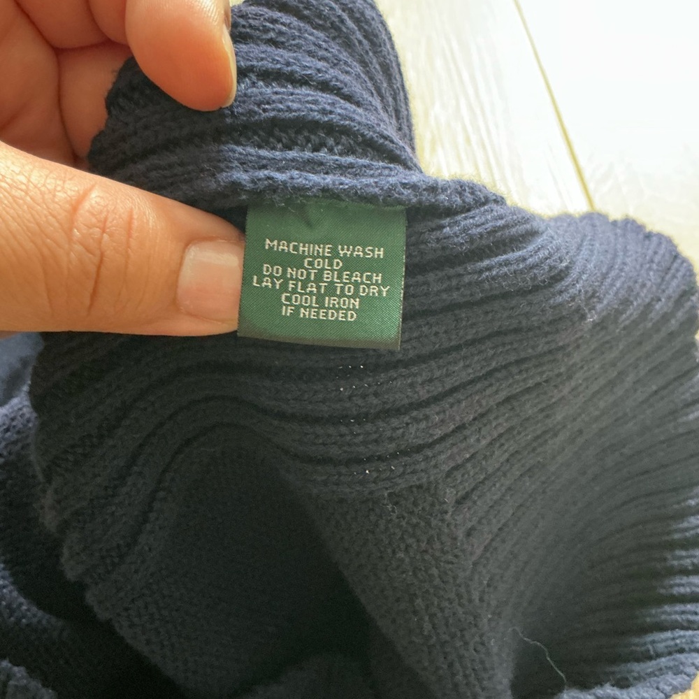 LRL Ralph Lauren Navy Turtleneck Sweater /Y2K cotton Knit - Picture 12 of 13
